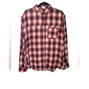 POL Button-down Plaid Shirt